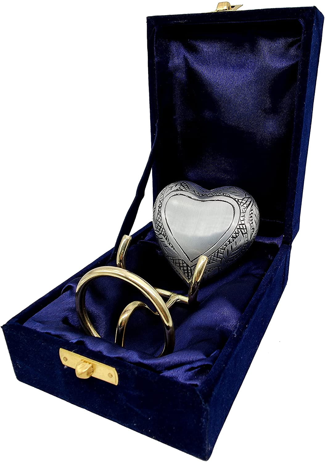 5MOONSUN5's Handcrafted Engraved Heart Urn Keepsake Cremation Urn for Human pet Ashes Engraved Urn Heart Shaped Perfect for Adults & Infants Honor Your Loved One. Comes with Brass Stand & Premium Box