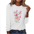 thumbnail image 1 of Blouses pour Femmes Décontractées, Blouses à Manches Longues pour Femmes, Mode Femmes Décontractées Manches Longues Imprimées Col Rond T-Shirt Ample Blouse, Blouses Femmes Manches 3/4, Blouses Manches 3/4 pour Femmes, 1 of 4
