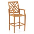 thumbnail image 1 of Costway 1 PCS Patio Teak Wood Bar Stool with Ergonomic Backrest Armrests & Footrest Outdoor, 1 of 8