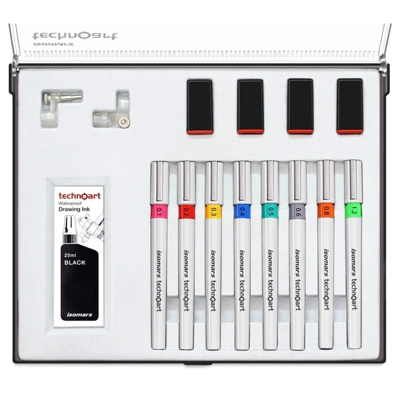 FineArt Technoart Technical Drawing Pen Set of 8 - White