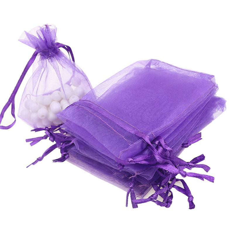 20pcs Drawstring Organza Bags Jewelry Pouches Wedding Party Gift Bag Purple 
