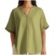 thumbnail image 1 of Algodón Falda Larga Mujeres Nuevo Casual Algodón Y Lino Manga Corta Pullover, V-Cuello Puerta Tubo Multi-Color Top, 1 of 5