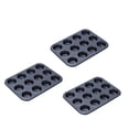 thumbnail image 4 of 3 moldes para hornear de acero al carbono con 12 agujeros, 12 cavidades, antiadherentes, redondos, para magdalenas, magdalenas, huevos, tartas, bandeja para hornear, molde para hornear, colo, 4 of 10