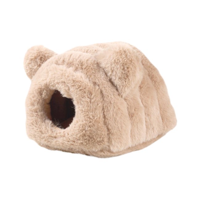 Cama, casita o hábitat para hámsteres, lavable, cálida, bonita y acogedora. Ideal como escondite o nido para hámsteres, ardillas voladoras, ratas y ot Beige