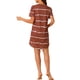 thumbnail image 3 of Camisón de noche para mujer INSPIRE CHIC, cuello redondo, mangas cortas, vestido de dormir a rayas, color burdeos, 3 of 6