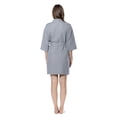 thumbnail image 4 of Turquaz Linen Waffle Kimono Gray Short Robe Square Pattern, 4 of 5