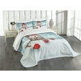 thumbnail image 3 of Ambesonne Snowman Quilted Bedspread Set 3 Pcs, Smiling 3D Mascot Trees, Queen Size, Multicolor, 3 of 5