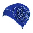 thumbnail image 3 of AMLESO For Ladies Solid Elastic Flower Hat Turban Chemo Cancer Hair Loss Cap Head Wrap blue, 3 of 8