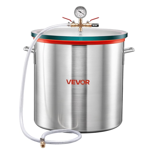 VEVOR 15 Gallon Vacuum Chamber, Aluminum Alloy, Vacuum Degassing Chamber with Tempered Glass Lid, Hose, Air Filter, for Resin Casting, Stabilizing Wood