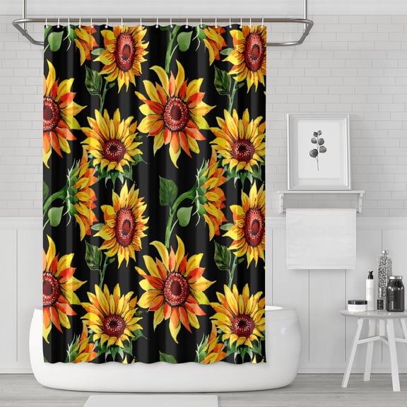 Waterproof Cute Sunflower Colorful Shower Curtain 72x72 Inch Boho Style Polyester Unique Shower Curtain for Bathroom Hotel Home Decor with 12 Plastic Hooks