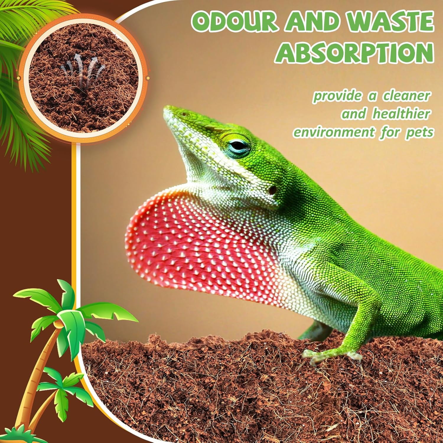 10LBS Natural Coconut Fiber Substrate for Reptile- Premium Compressed Coconut Husk Terrarium Bedding for Reptile, Tortoise, Frogs, Snakes, Hermit Crabs, Burrowing Animals
