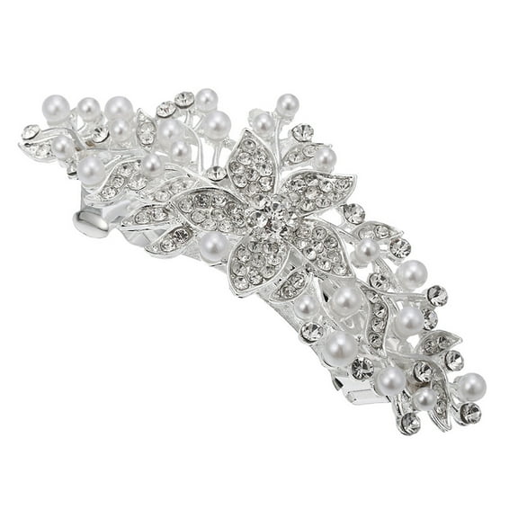 ELAYARD Rhinestone Hair Clip Hair Fixing for Women Birthday Party 1Set Silver
