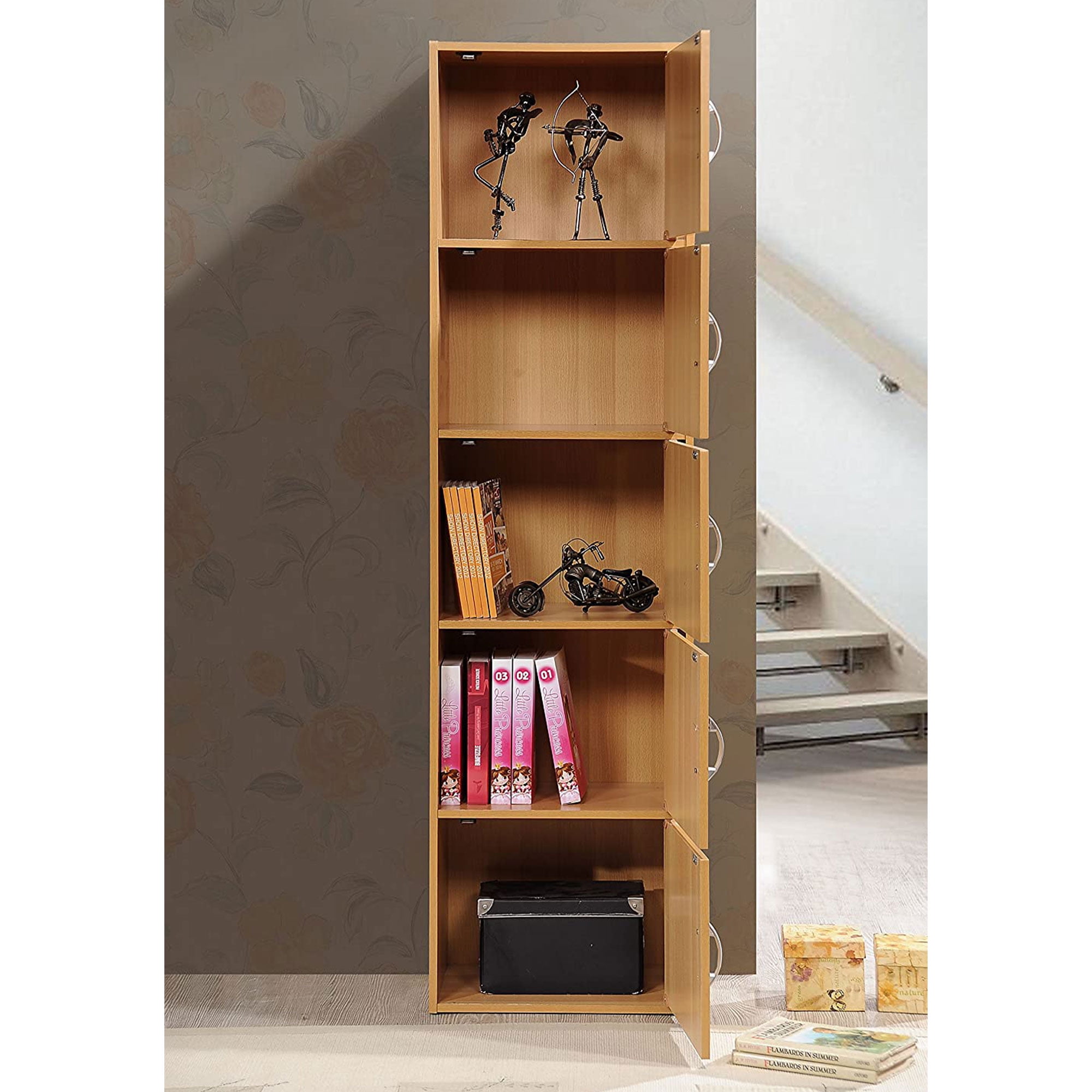 Indoor Modern Home Decorative Furniture 5-Shelf, 5-Door Bookcase
