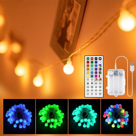 Cadena de luces OMIKA, 6 m, 40 LED, 24 pilas USB que cambian de color