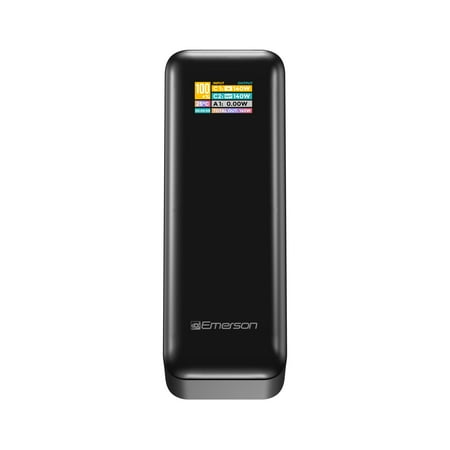 Emerson Power Bank 27,000mAh with PD 140W and Intelligent Digital TFT Display, Black - PB2712B