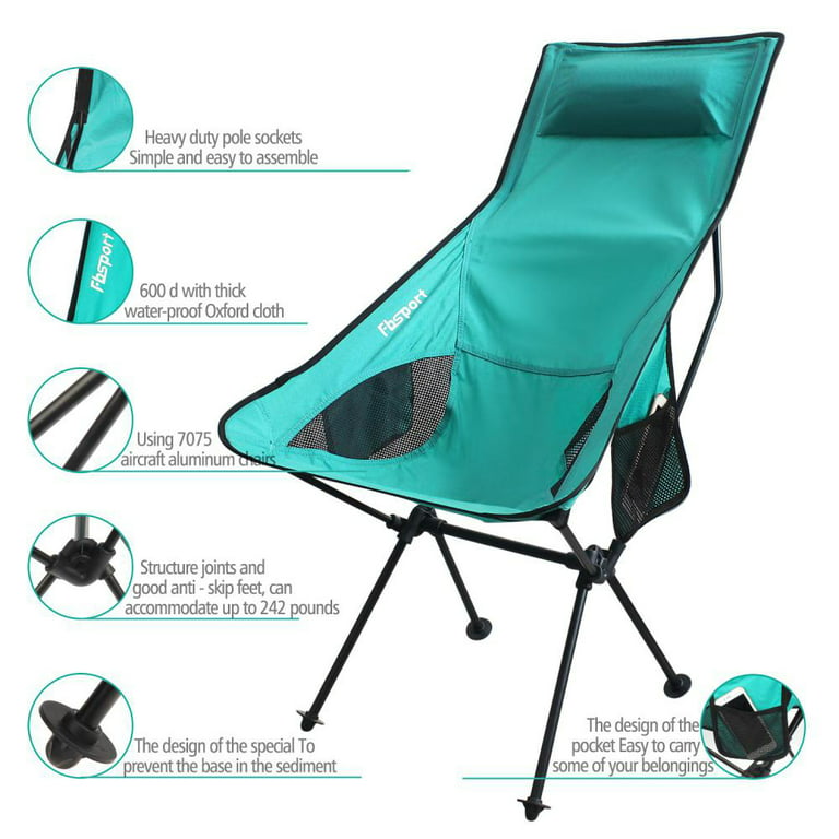 FBSPORT 2 Packs Folding Camping  Chair Large Size, Outdoor Portable Fishing  Chair with Bag 