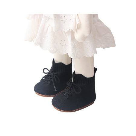 

Baby Girls Shoes Non-slip Bandage Flat Solid Color Shoelace Adjustable High Top Shoes for Toddler Girls