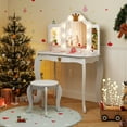 thumbnail image 4 of Costway Coiffeuse pour Enfants Ensemble de Coiffeuse Princesse Table et Chaise avec Miroir Éclairé Blanc, 4 of 10