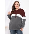 thumbnail image 3 of JuneFish Women's Plus Size Long Sleeve Sweatshirts Color Block Hoodies Pullover with Pocket, 3 of 7