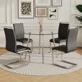 thumbnail image 2 of SUDICA Round Dining Set for 4, 40" Glass Table with Black PU Leather Chairs, Modern Small Kitchen Table Set for Dining Room, 2 of 8