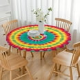 thumbnail image 3 of Colorful Tie Dye Petal Mandala Pattern Round Fitted Tablecloth with Elastic Edge,Dining Table Cover Waterproof,Outdoor Round Tablecloth for Camping,Dining,Indoor and Outdoor, 3 of 7