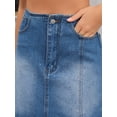 thumbnail image 5 of DARING DIVA Women's Midi Denim Skirt Side Split Rhinestone Jean Skirts Medium Blue, 5 of 7