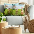 thumbnail image 5 of Ambesonne Cartoon Throw Pillow Cover 2 Pack, Print 3 Monkeys Savannah, 20", Pale Blue Brown and Green, 5 of 7