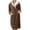 Khaki, variant on Women's Star Print Fleece Bathrobe, Long Length Plush Robe, Soft Cozy Loungewear, Knee Length Gown with Pockets, Comfortable Spa Style Robe for Women Khaki L