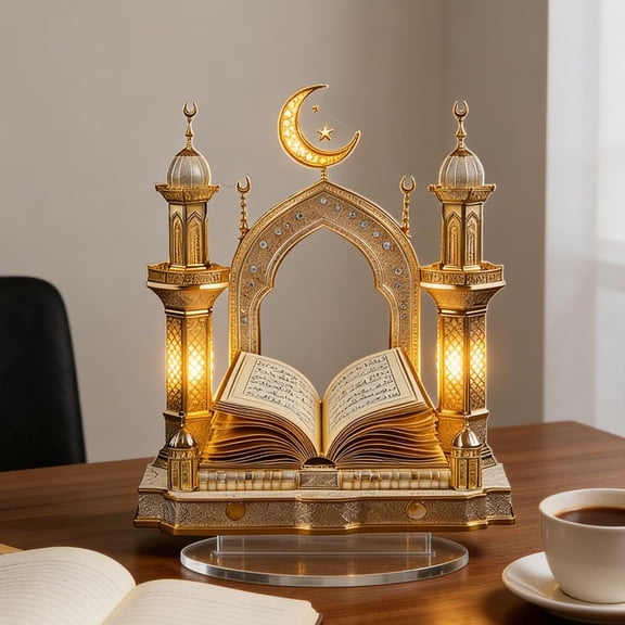Ramadan Decorations for Home, Ramadan Gifts for Kids, Table Decor, Acrylic Desktop 2D Spray Painted Acrylic Crescent Design