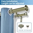 thumbnail image 2 of Urbanest Adjustable Double Curtain Rod Set Bouton Flat Button Finials – 1″ Front & 5/8″ Back Rod With Antique Brass Rod, 84–120 Inches, 2 of 6
