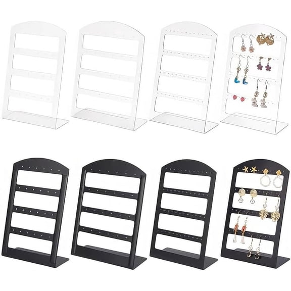 Colorful 6 Packs Earring Display Stand Black Earring Pendant Display Organizer Transparent Ear Stud Display Holder Show Hoop Earrings Rack Jewelry Display Storage for Vendors Selling Earring