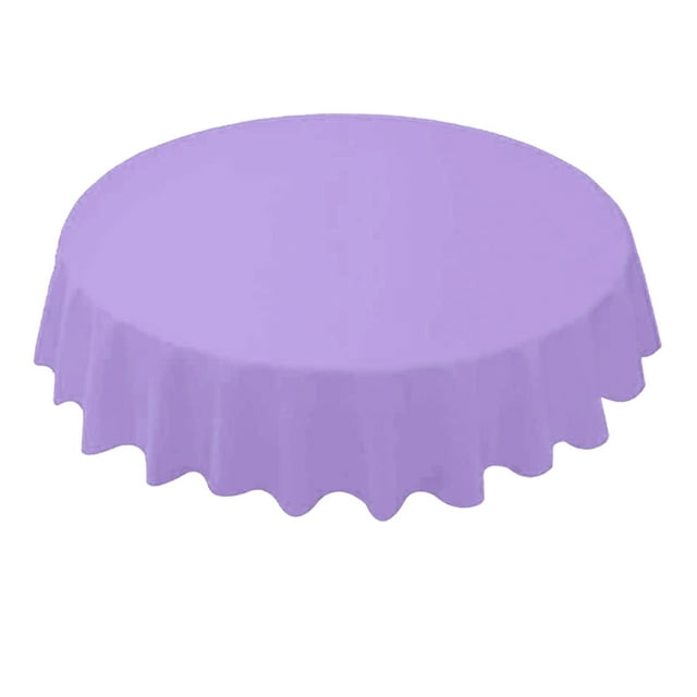 Flmtop 84 Inch Round Tablecloth Simple Disposable PE Waterproof Thicker Table Cover Fabric for Home