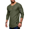 thumbnail image 2 of Tosmy Men's T-Shirts Mens Solid Linent Shirt Crew Neck Zipper Bottomed Long Sleeve Tee Shirts Mens, 2 of 7