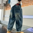 thumbnail image 4 of YABCSAZ Boys Girls Jeans Baggy Denim Joggers Elastic Waist Fleece Lined Pant Baby Casual Loose Warm Comfy Pocket Toddler Haren Jeans Kids Hip hop, Streetwear,Trendy Jeans Size 14 Years, 4 of 8