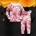 thumbnail image 2 of BOOMNY Halloween Boys 2 Peice Pajamas Sets Hallowmas Pumpkin Ghost Graphic Long Sleeve Sleepwear Tops Pants Pjs Set for Kids Cozy Loungewear Homewear, 2 of 3