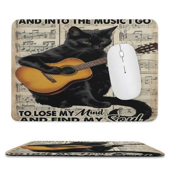 8"x10" Mouse Pad, Black Cat Mouse Pad, Mouse Mat Rectangular Mouse Pad Non-Slip Rubber Base MousePads for Office Home Laptop