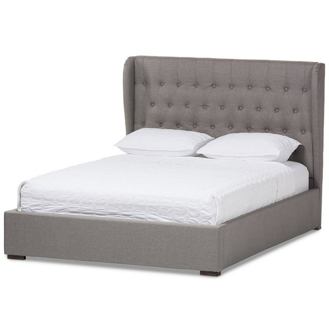 Baxton Studio Penelope Touffeté Lit de Plate-Forme de Stockage Grand en Gris