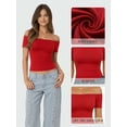 thumbnail image 4 of MOYIKO Off The Shoulder Tops for Women Short Sleeve Slim Fit Shirts Basic Clothes 2026 Fashion, 4 of 7
