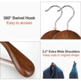 thumbnail image 3 of Perchas de madera para trajes TOPIA HANGER con hombros anchos, paquete de 6, nogal, 3 of 7