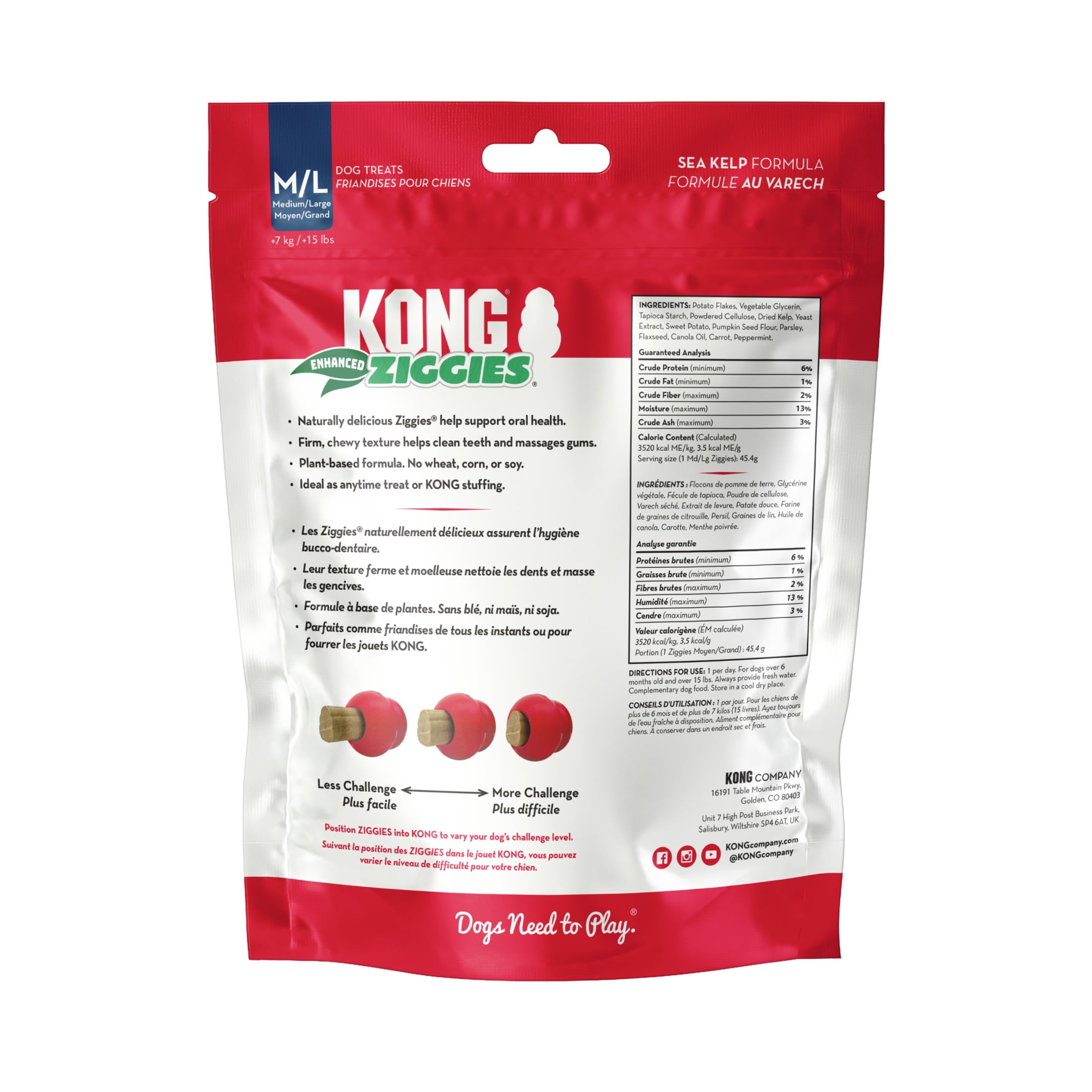 KONG® Ziggies Enhanced Dog Treats, Supports Oral Health, Medium/Large, 8 oz
