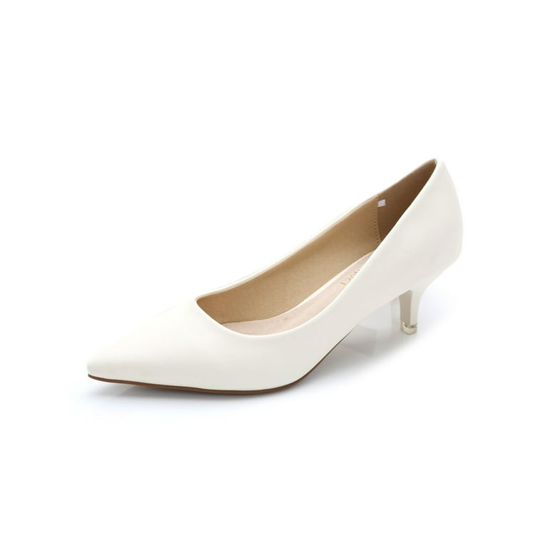 Ladies white kitten hot sale heel shoes