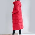 thumbnail image 4 of MIUOWANP Winter Jackets for Women Short Women's Winter Tops Jacket With Hood Waist And Overcoat Solid Outer Long Sleeve Coats With Pocket Red L, 4 of 5
