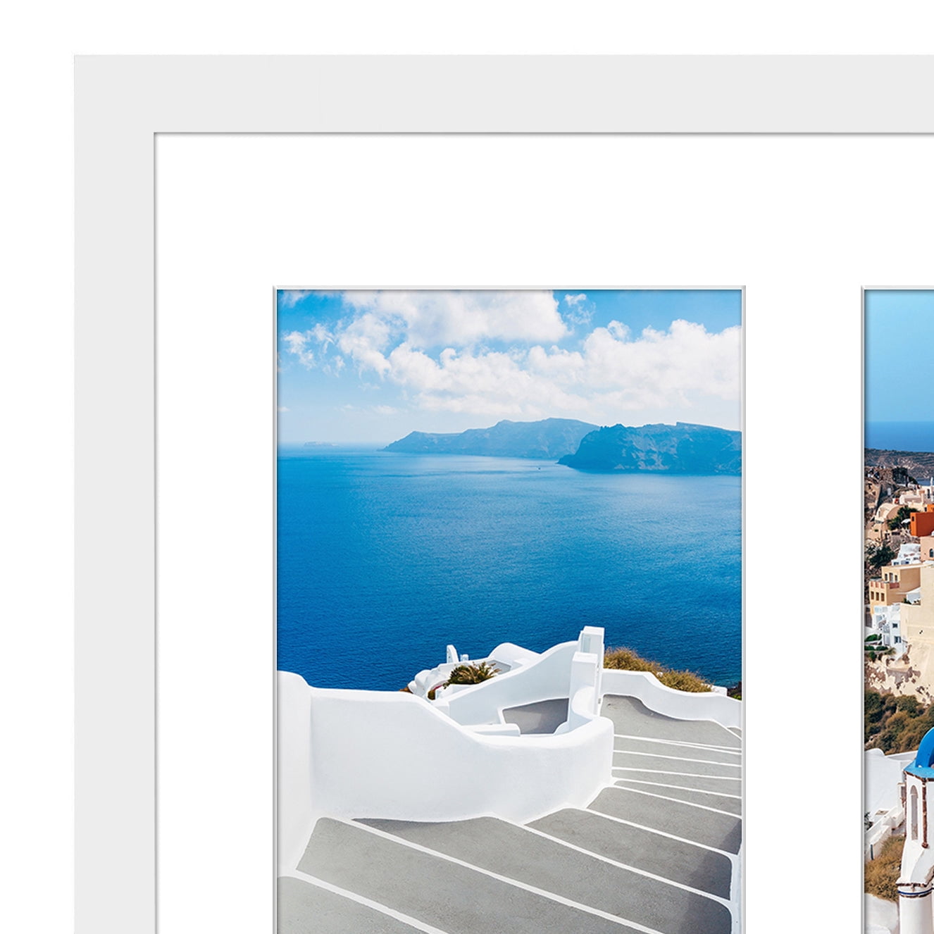 5x7 Double Picture Frame in White - Composite Wood with Shatter Resistant Glass - Horizontal and Vertical Formats for Wall