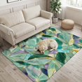 thumbnail image 2 of Area Rugs 4'x6'. Abstract Leaves Carpet Runner Indoor Outdoor Rugs Home Decor Aesthetic, Green Leaf Luxury Foliage Marble Texture Non Slip Mats Washable Accent Rug for Living Room Bedroom, 2 of 8