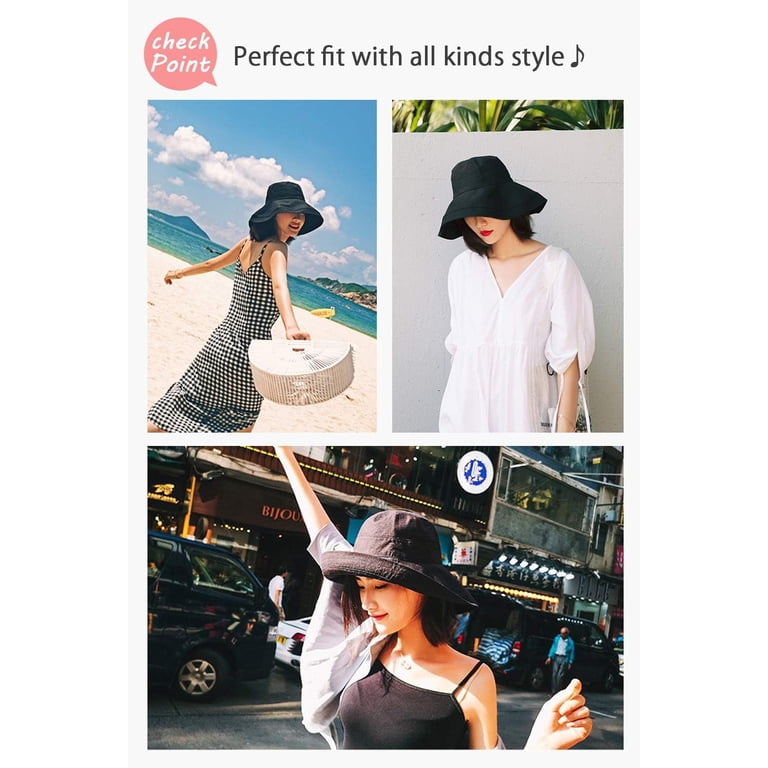 Wide Brim Bucket Sun Hat UPF50+ Foldable Adjustable Travel Beach Wide Brim Bucket Hat Upf50+ Protective Travel Beach Sun Hat  main image 4