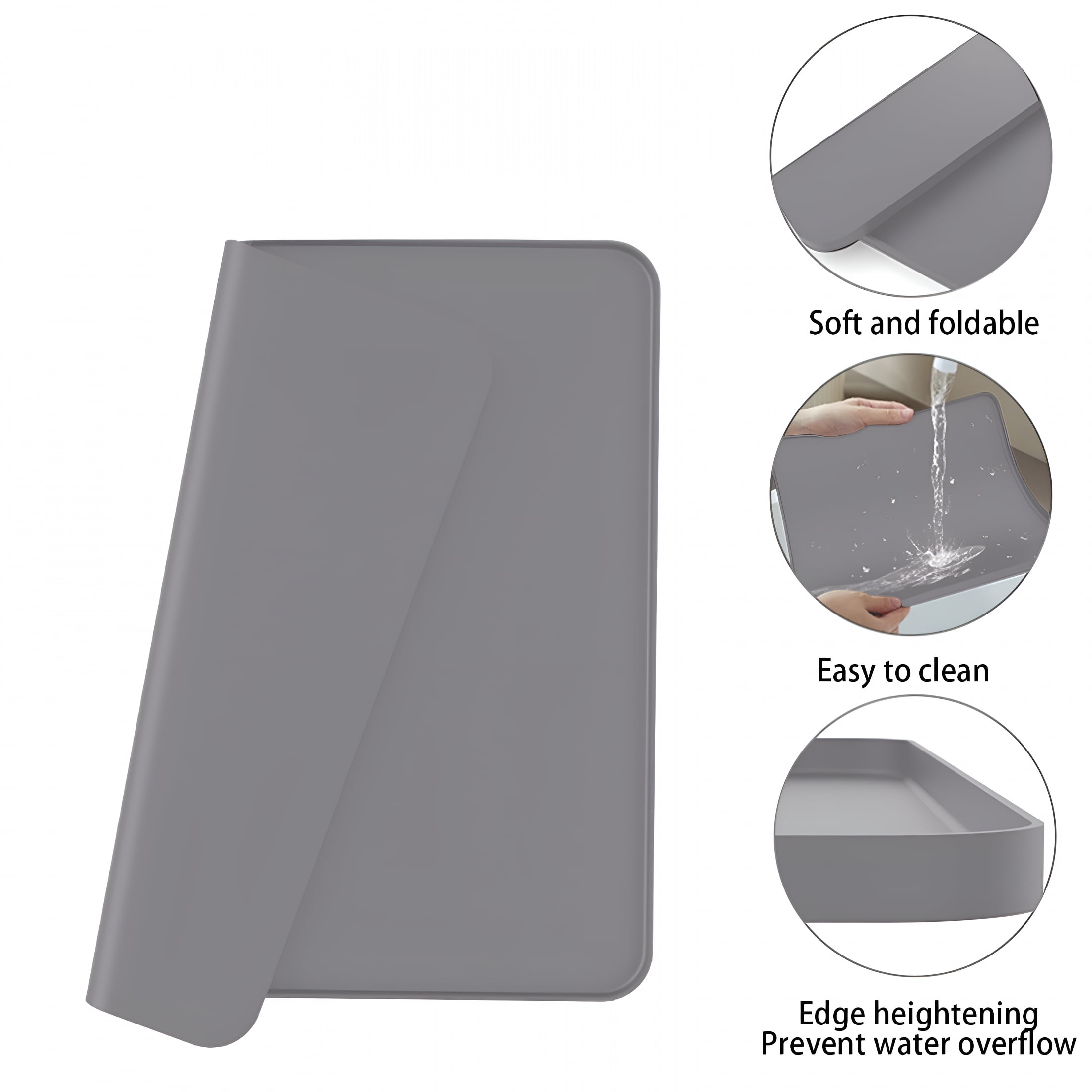 RLESO Waterproof Silicone Under Sink Mat for Kitchen and Bathroom,24 X 20 In,Washer Dryer Countertop with Shelf Organizer Tray Undersink Waterproof Mat