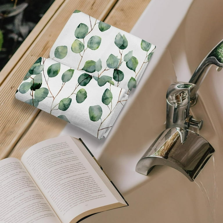 Green Leaf Quick Dry Bath Towels Set of 2 Sage Green Decorative 30x15 Walmart