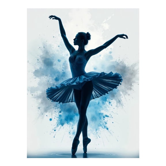 Diamond Art Kit for Adults, Ballerina Silhouette Blue Splash Diamond Painting for Adults Beginners, DIY Diamond Art Painting Kits, 5D Diamond Painting Crafts for Home Decor 12x16 Frameless