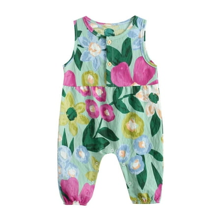 

Akiihool Baby Bodysuit Girl Short Sleeve Baby Girls Fashion Jumpsuits Casual Summer Bodysuits (Green 6-12 Months )