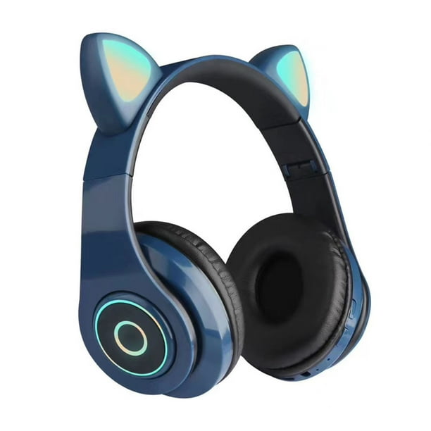 Universal - Casque Bluetooth lumineux mignon LED chat oreille